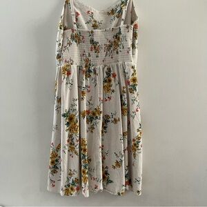 Old Navy Cream Pleated Sundress with Flutter Sleeves